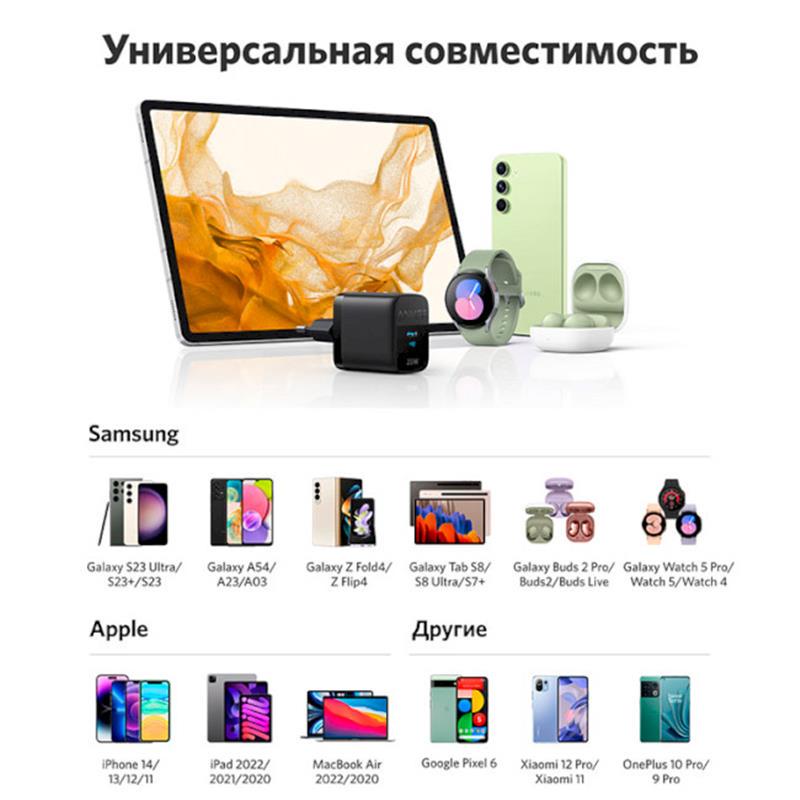 Зарядное устройство сетевое Anker PowerPort 312 USB Type-C 25 Вт Black (A2642G11) - фото 3 Зарядное устройство сетевое Anker PowerPort 312 USB Type-C 25 Вт Black (A2642G11) - фото 3