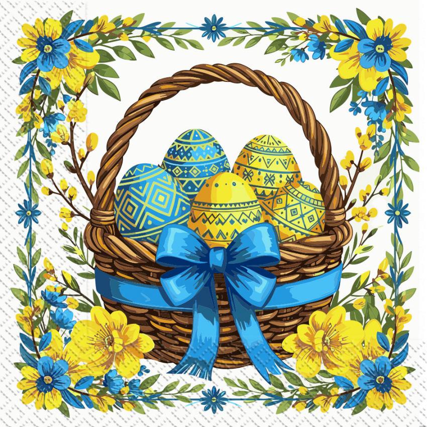 Салфетки бумажные пасхальные Марго Украинская корзина 18 шт. (33357995)