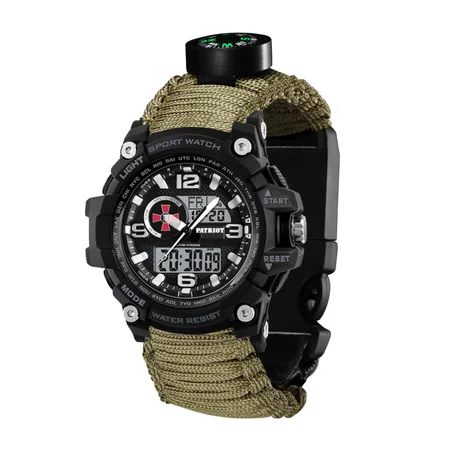 Наручные часы Patriot 012BKSU ВСУ Черные Паракордовый ремешок с коробкой Army Green