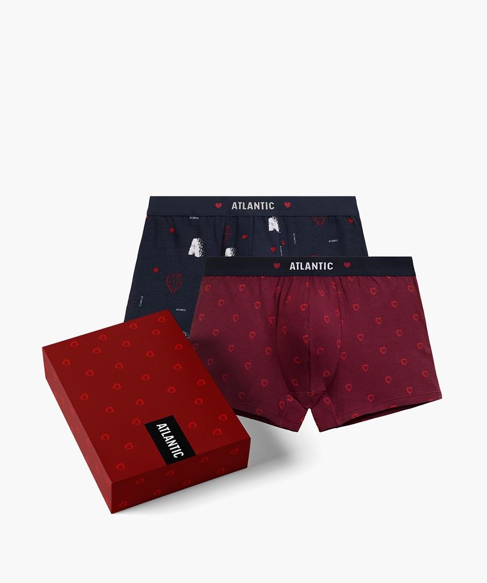 Комплект боксеров мужских с принтом Atlantic 2GMH-029 с широкой резинкой L Темно-синий/Красный (2836701590)