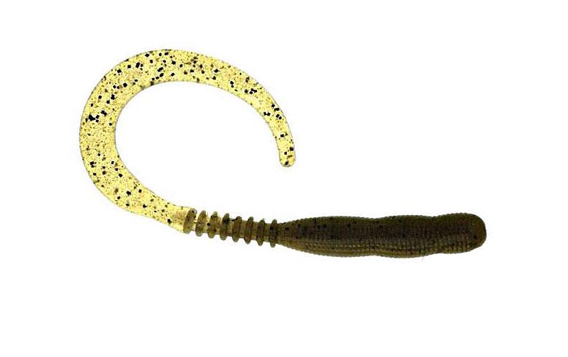 Силиконовый твистер Reins Curly Curly №002 съедобный 4" 15 шт. Green Pumpkin /Ghost Pro Blue (5770)