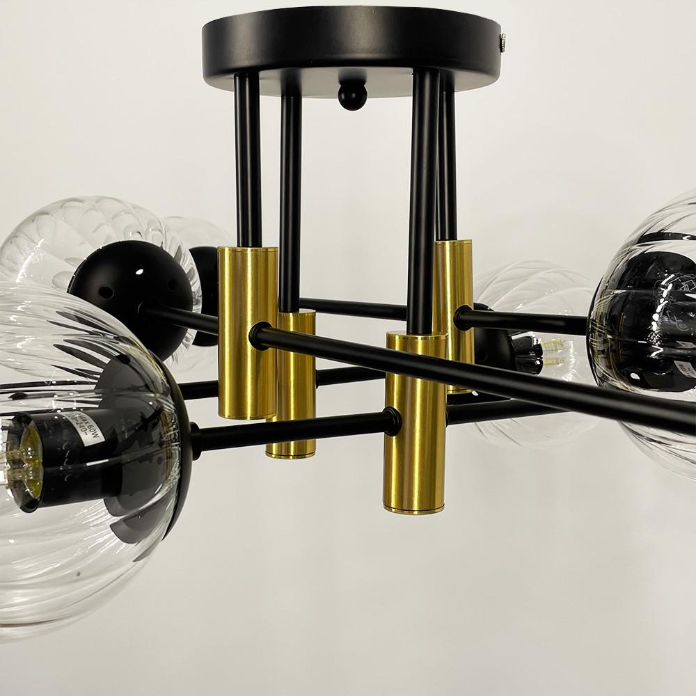 Люстра потолочная на 8 прозрачных плафонов с латунной фурнитурой Черный (51797/8 TBS+BK+CL) - фото 3