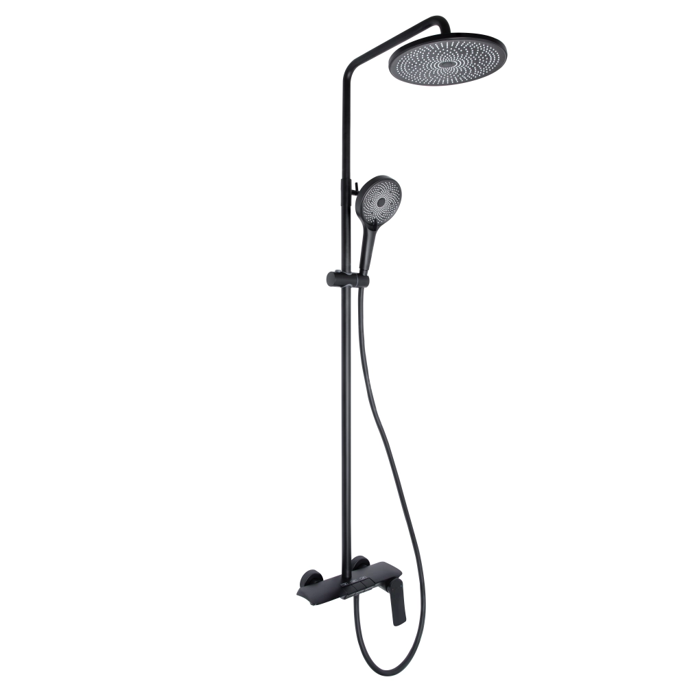 Душевая система Qtap Slavonice Matt Black с клавишным переключением на три потребителя (SD00052030)