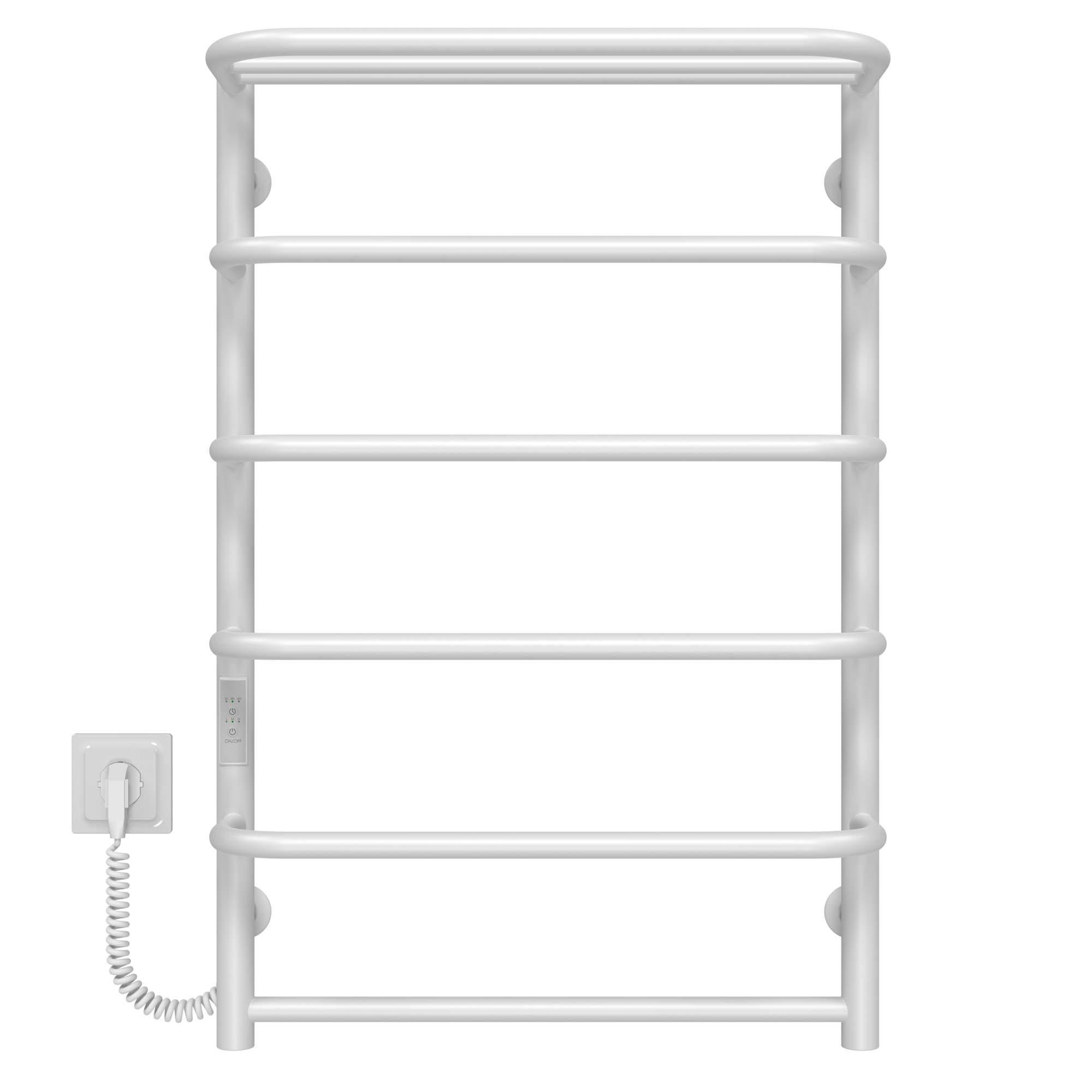 Полотенцесушитель электрический с полкой Deffi Стандарт П6 WD03 левое подключение нержавеющая сталь 500х800 мм Белый Хром (C.SP.80.50.6.EWL3)