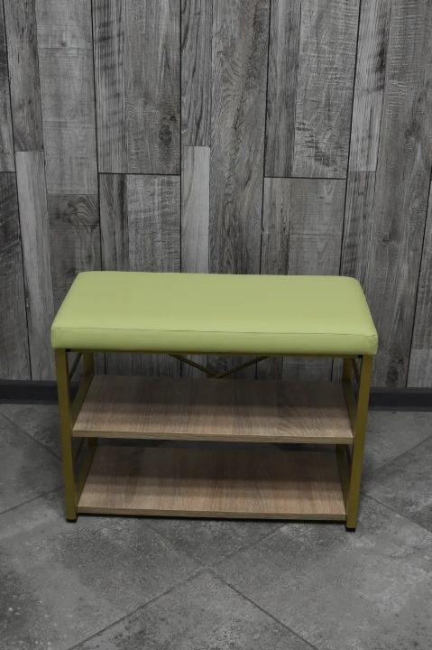 Банкетка для взуття металева з м'яким сидінням 32х47х60 см Салатовий (28375229)
