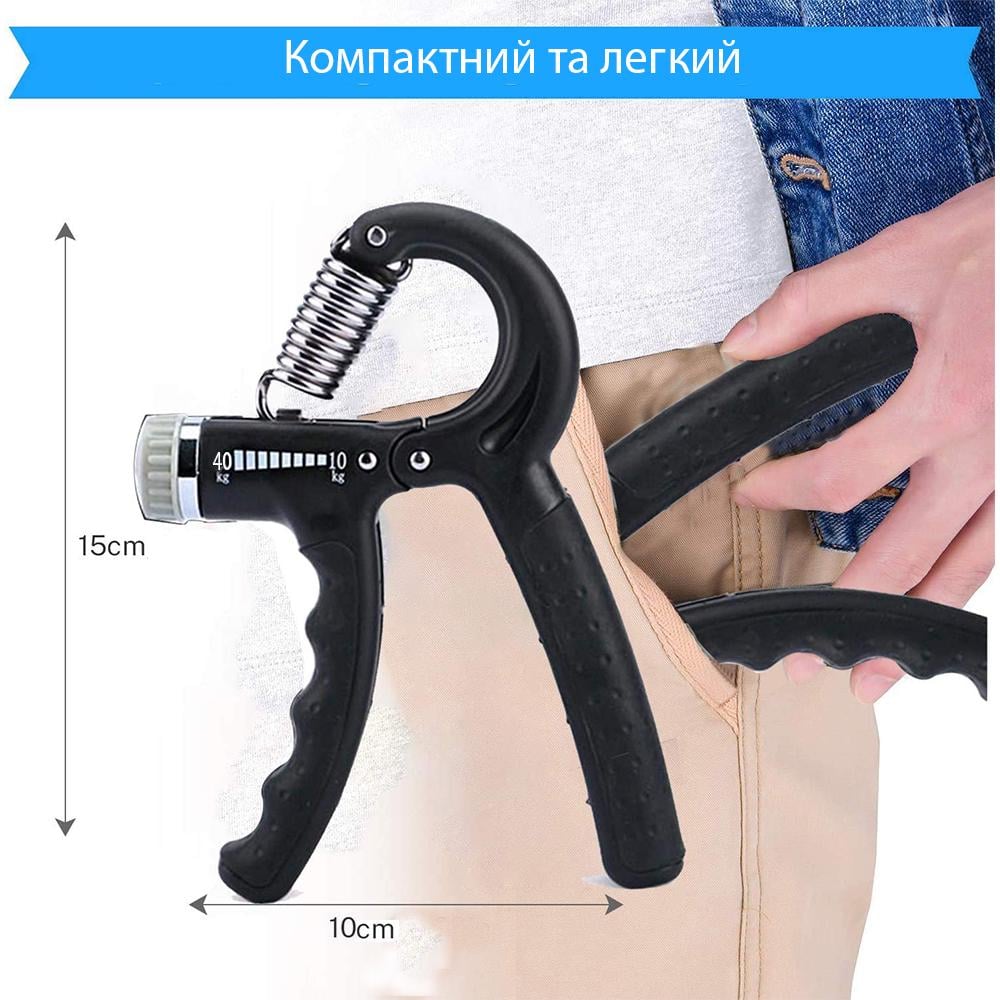 Эспандер кистевой пружинный Newt Power Grip Pro CM 10-40 кг Черный (NE-W-66-B) - фото 4