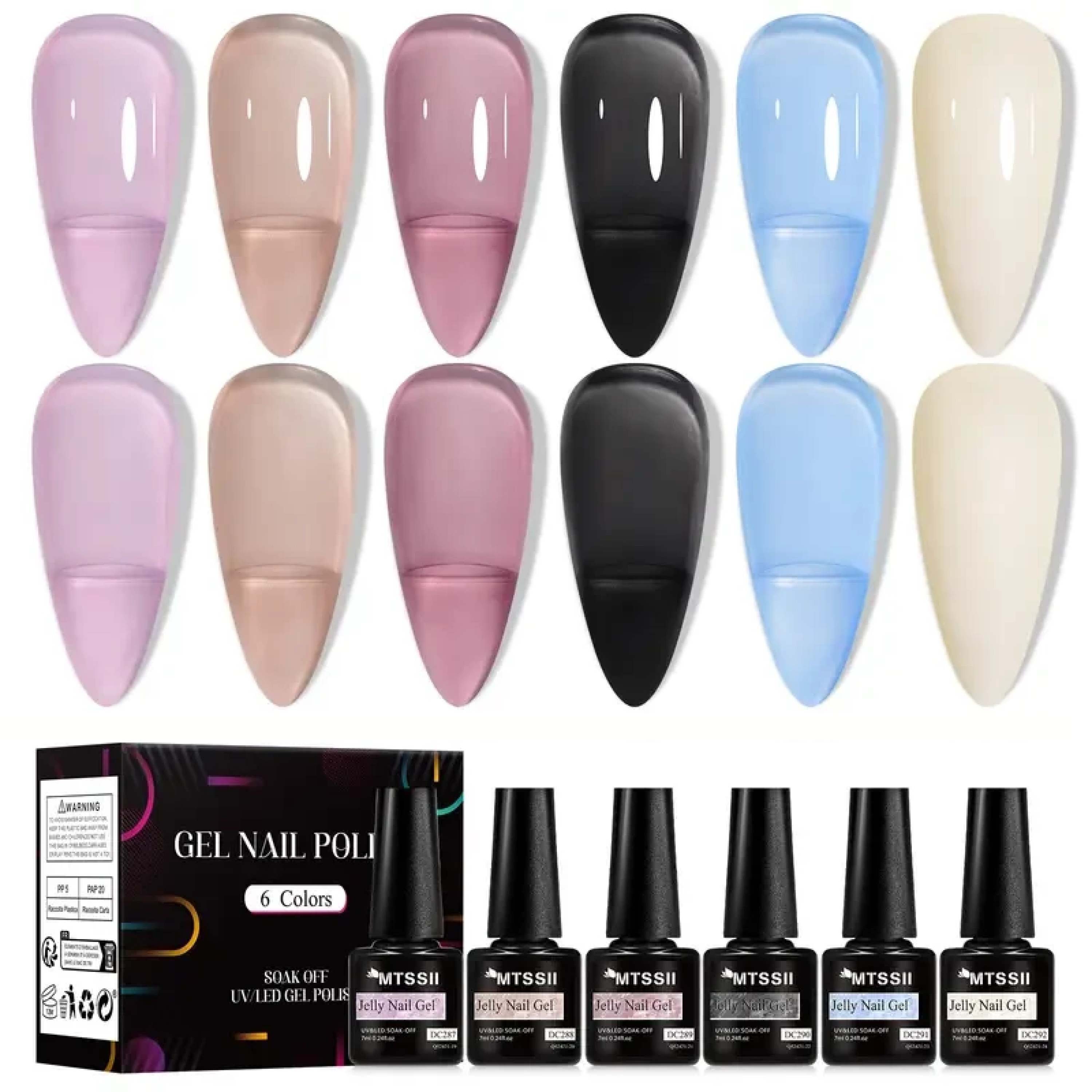 Набір гель-лаків MTSSII Jelly Nail Gel Sahara Silk 6 шт. Прозорий (2667506980)
