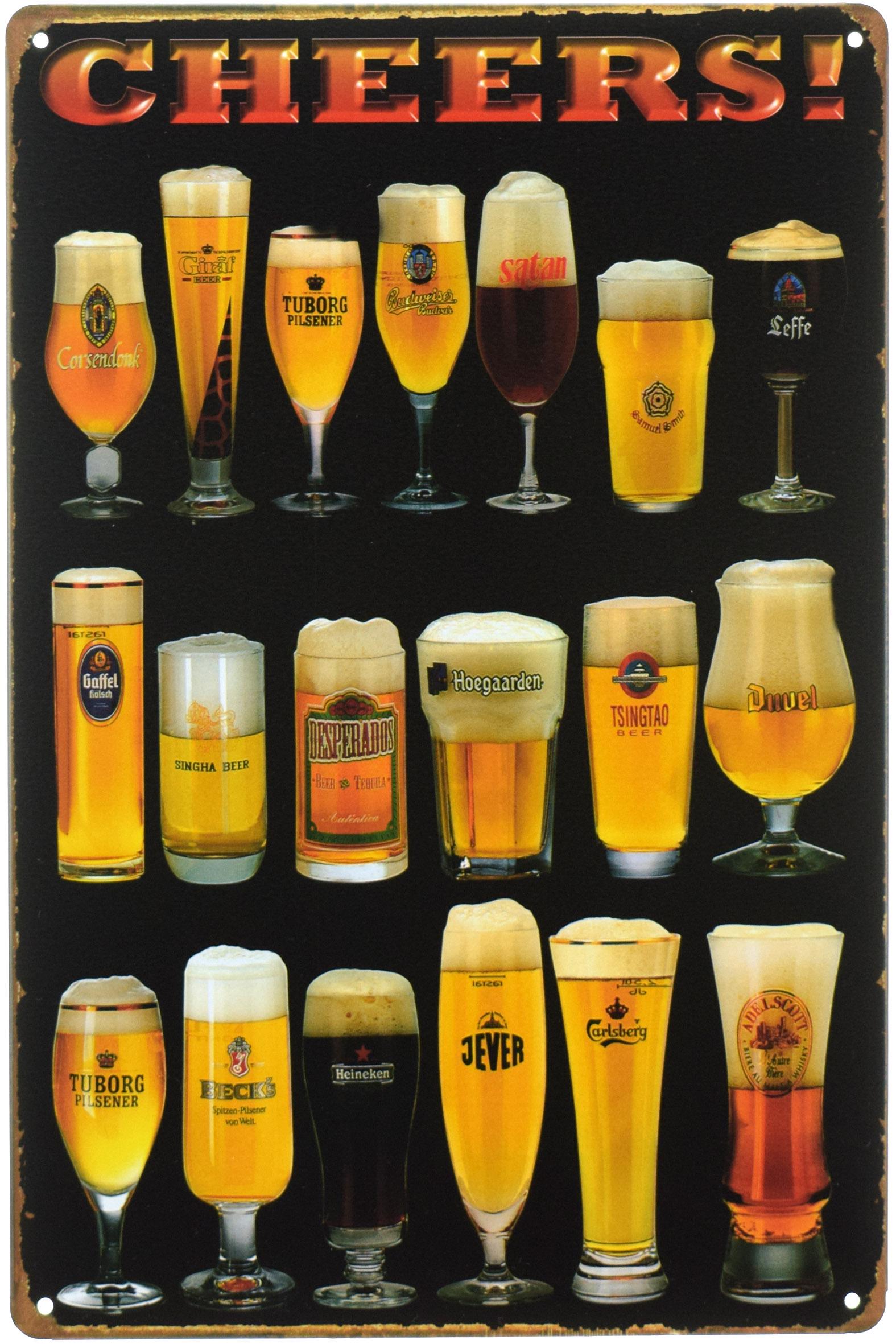 Табличка металлическая Cheers! 19 Бокалов 20x30 см