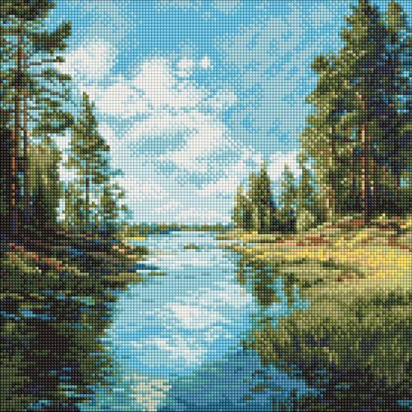 Алмазна мозаїка Струмок в лісі art_selena_ua 40х40 см (AMO8336)