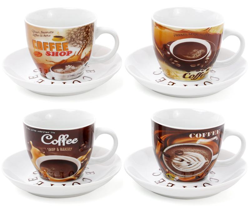 Кофейный набор Coffee shop&bakery 4 чашки 225 мл с блюдцами (BD-334-420)