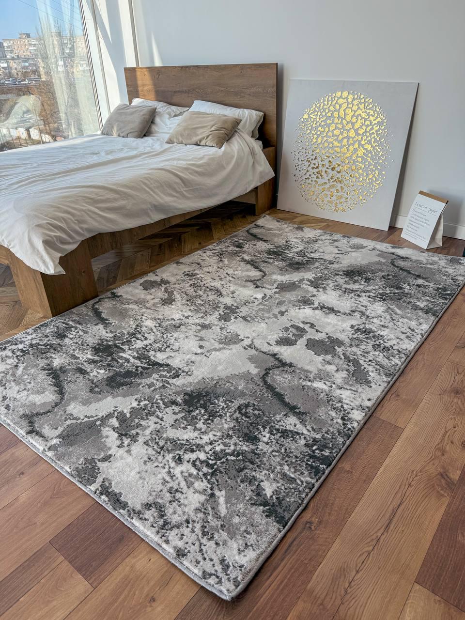 Килим сучасний з абстрактним візерунком 120x180 см Сірий - фото 7