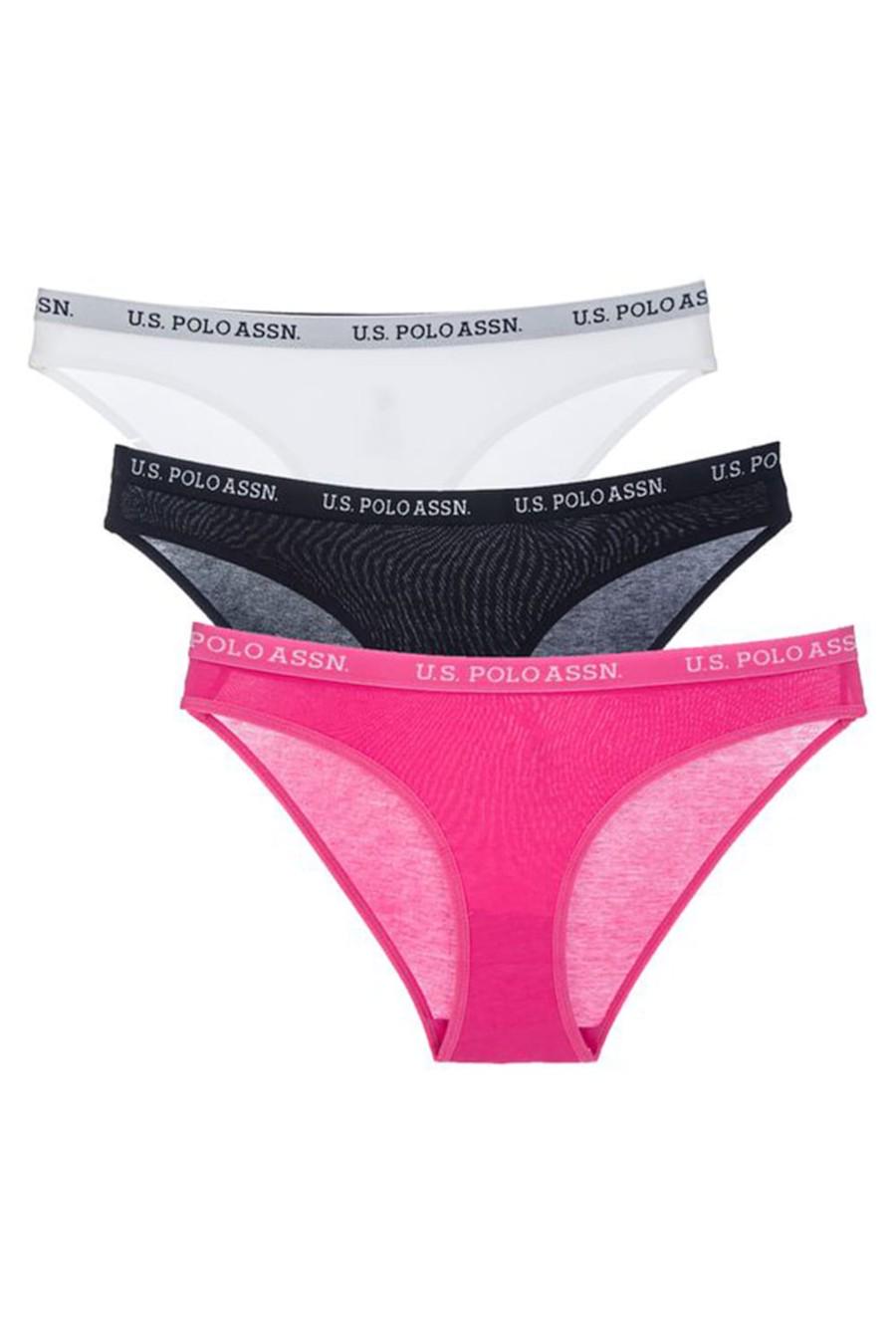 Трусики слип U.S. Polo ASSN р. 2/S 3 шт. Белый/Синий/Фуксия (68807)