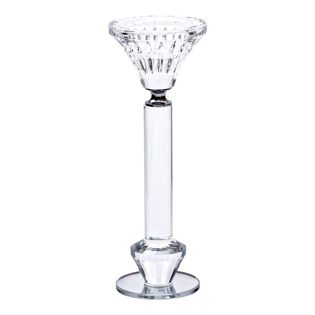 Подсвечник декоративный Crystal Lotus стеклянный 19,5 см Прозрачный (HP-4-11M)