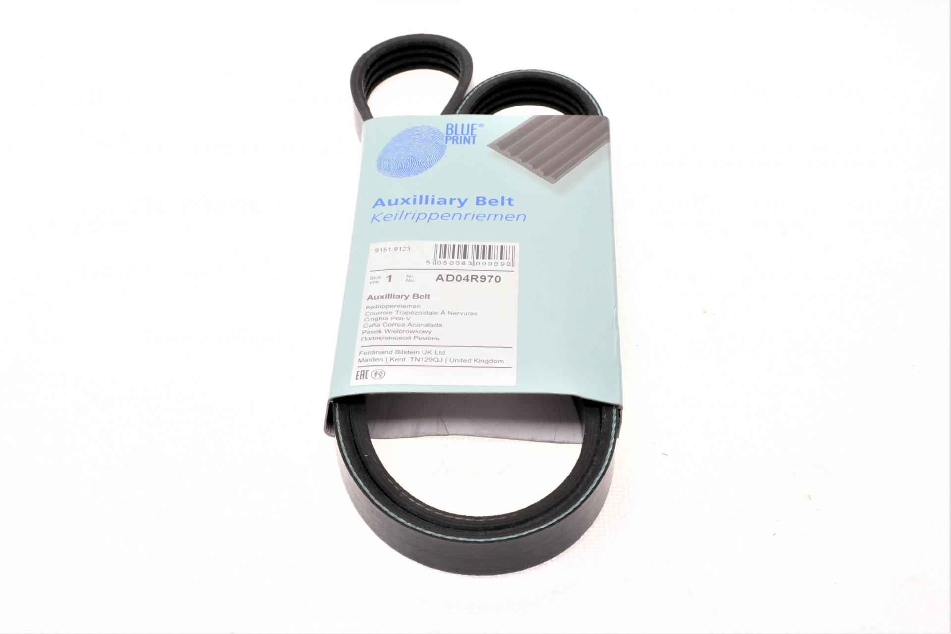 Ремень генератора BLUE PRINT BMW 3 E46/Kia Rio 00-05/ Mitsubishi Pajero Sport 3.0 98- AD04R970