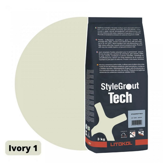 Затирка для плитки цементная Litokol StyleGrout Tech 0-20 3 кг Ivory 1 (SGTCHIVR10063)