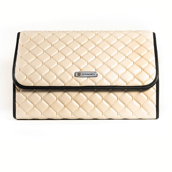 Сумка-органайзер с лого Citroen в багажник CarsBAG Экокожа 30x50x30 см Бежевый (acb-1036-6-30х50х30-018)