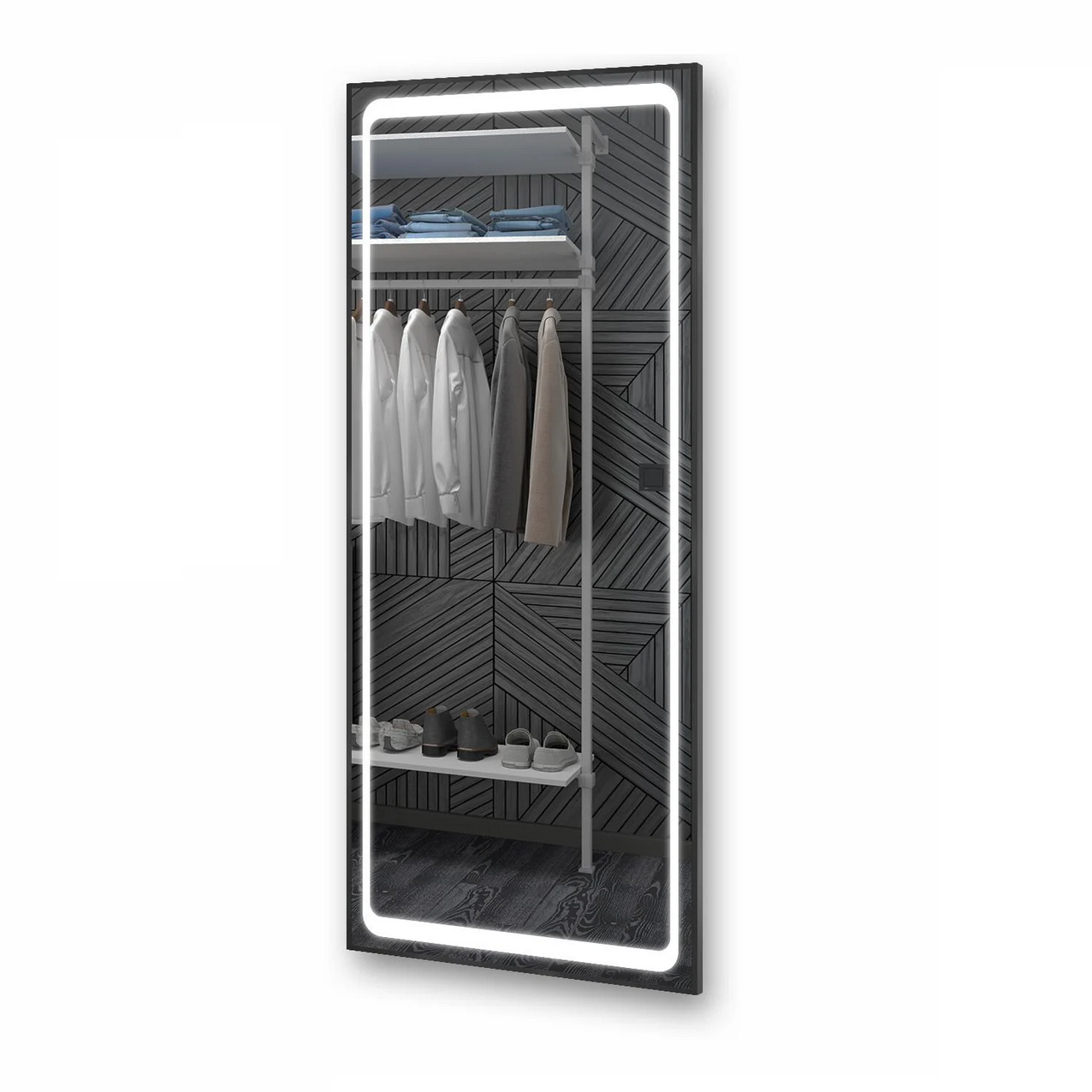 Зеркало в алюминиевой раме с LED подсветкой в полный рост Vesna 1200x1000x20 мм Black (17528622)