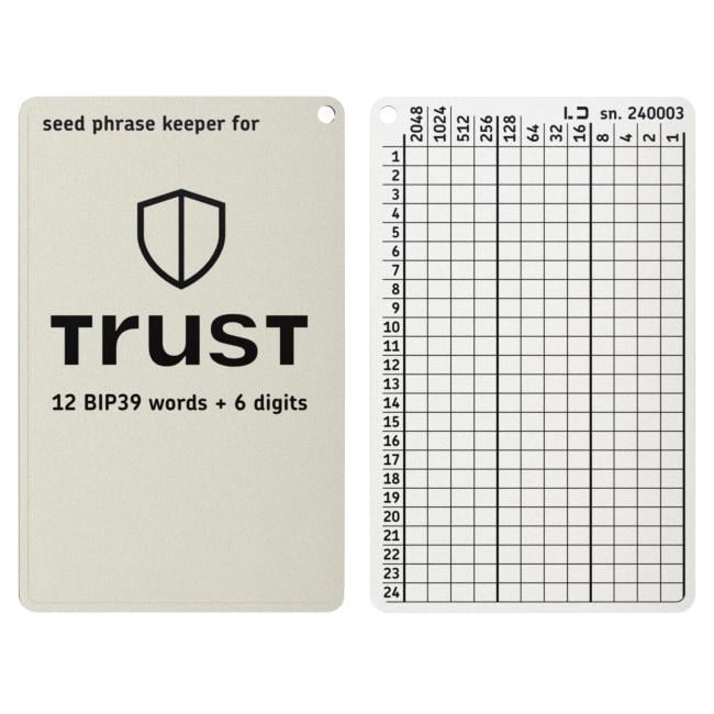 Планшет мнемонический Lapua Seed Phrase Keeper for Trust Wallet 24 BIP39 слов 2 шт. (LSPKTW/34075360)