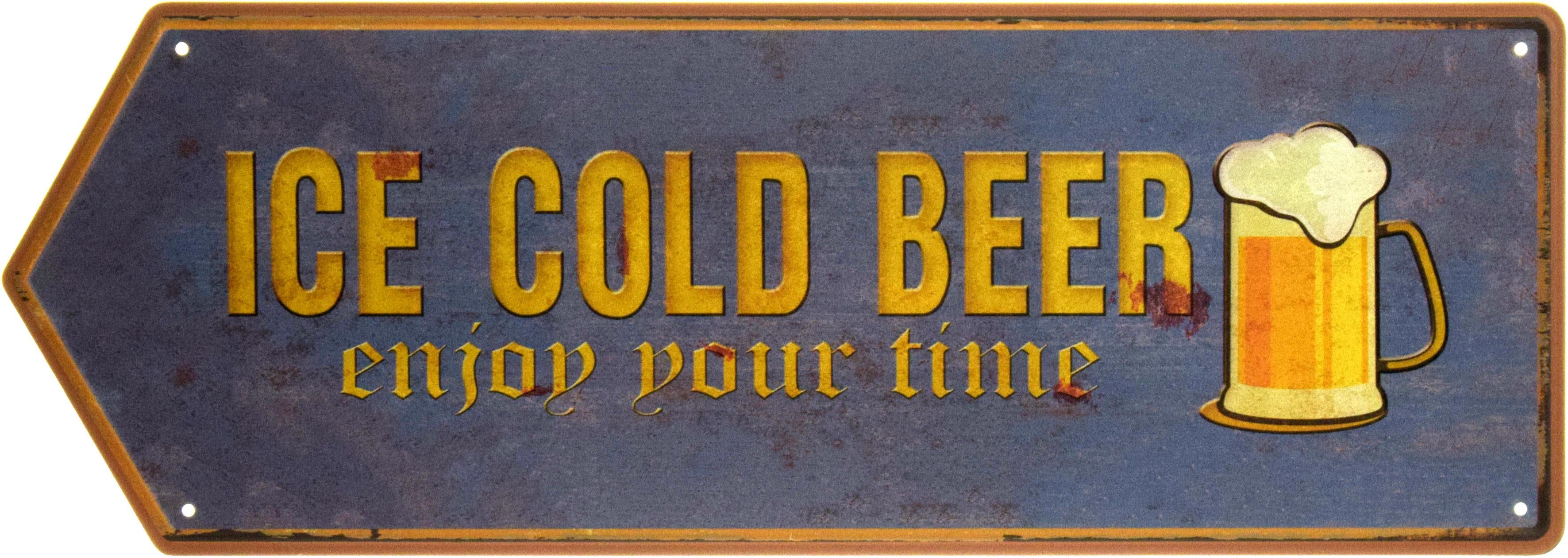 Табличка металлическая "Ice Cold Beer Enjoy Bout Time" 16x45 см (ms-104629)