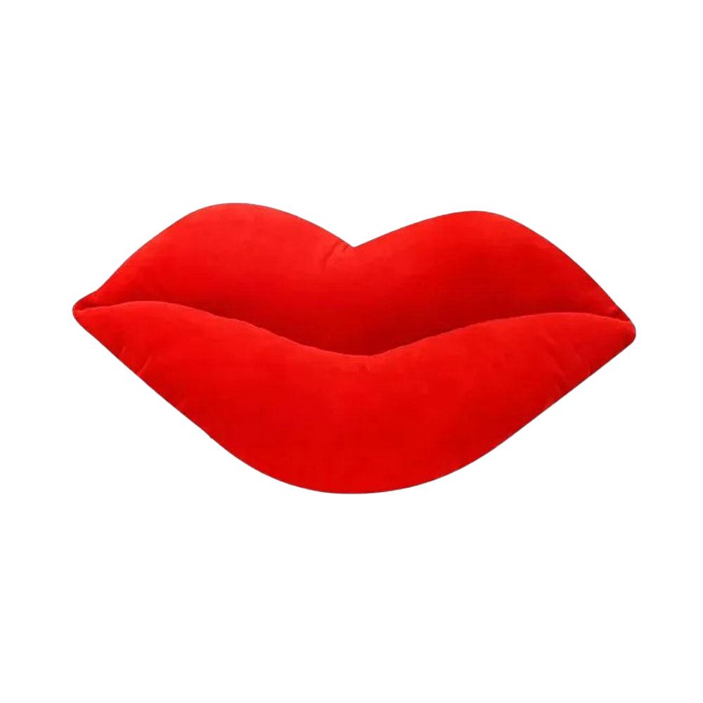 Мягкая декоративная интерьерная подушка-игрушка в виде красных губ 13x27 см (TA0187)