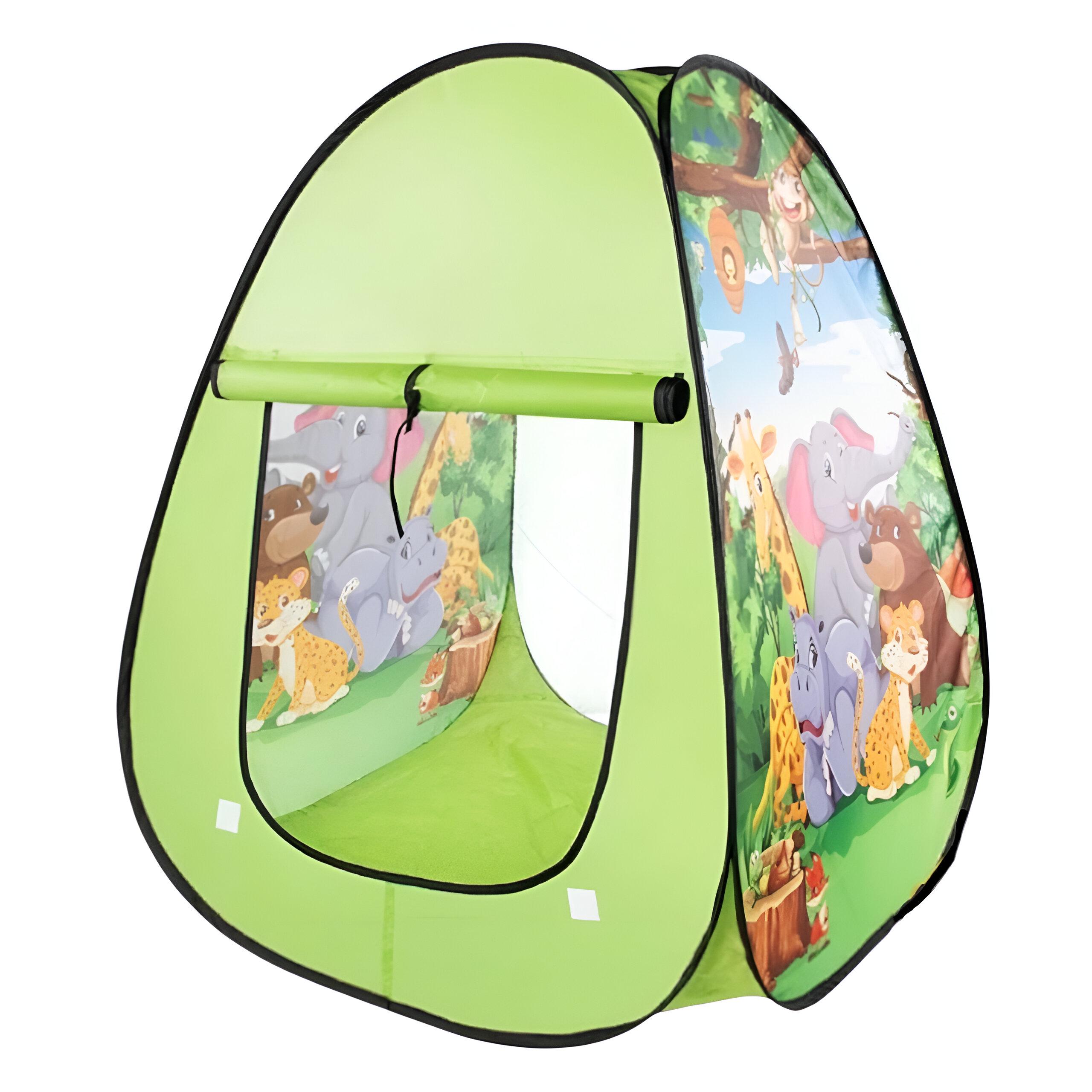 Игровая палатка для детей "Животные" 668-45 70х70х85 см Зеленый - фото 2 Игровая палатка для детей "Животные" 668-45 70х70х85 см Зеленый - фото 2