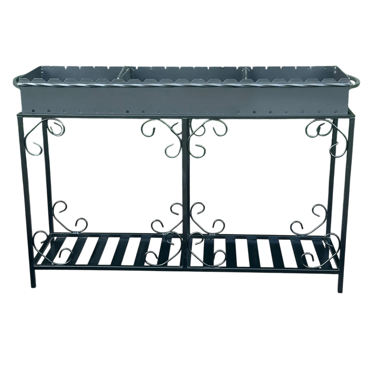 Мангал стационарный на дровнице Mzavod Гефест на 20 шампуров 4 мм с перегородками жаровни Черный (147-17-1030710100003)