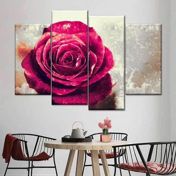 Модульная картина KIL Art Теплая и восхитительная роза из четырех частей 129x90 см (M4_L_238)