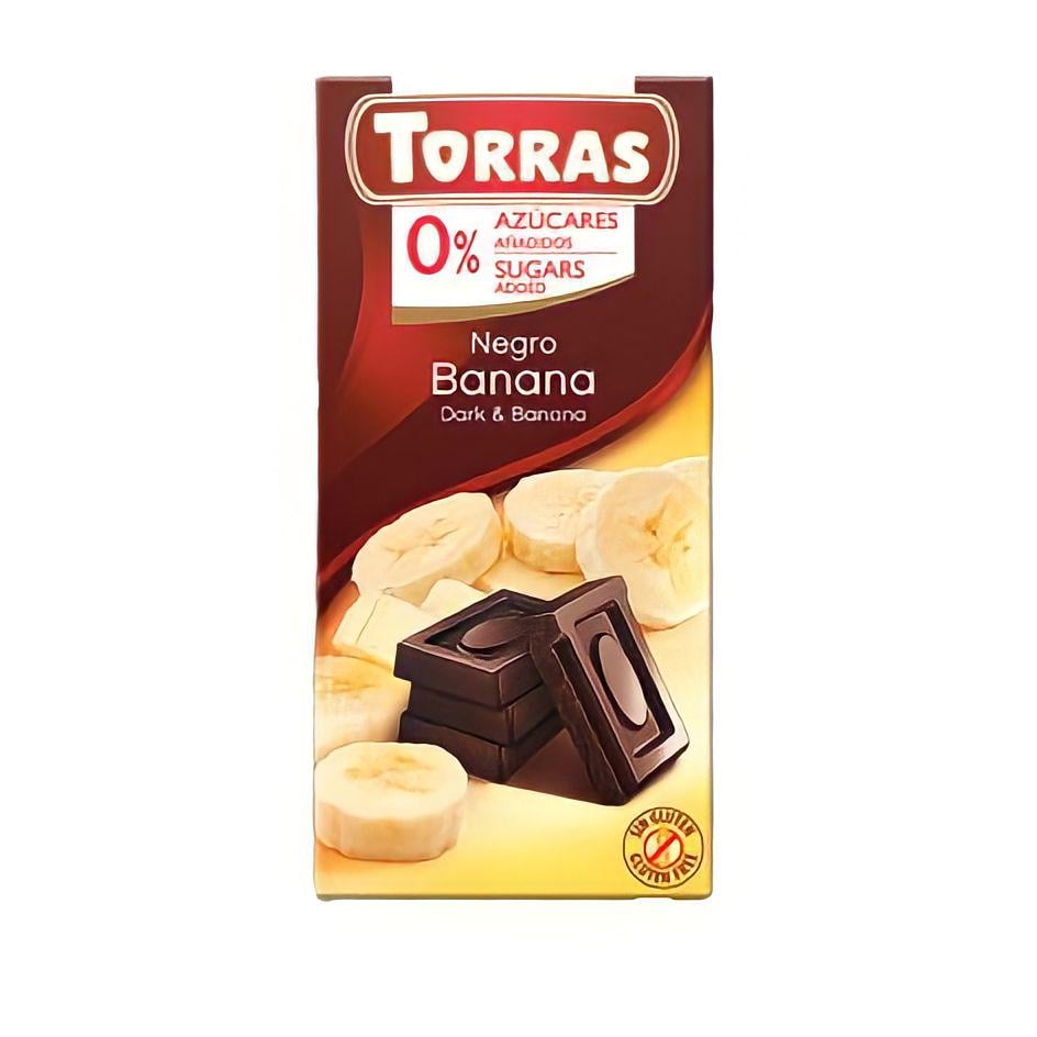 Шоколад чорний TORRAS 531 з бананом без цукру, без глютену 75 г (13352538)
