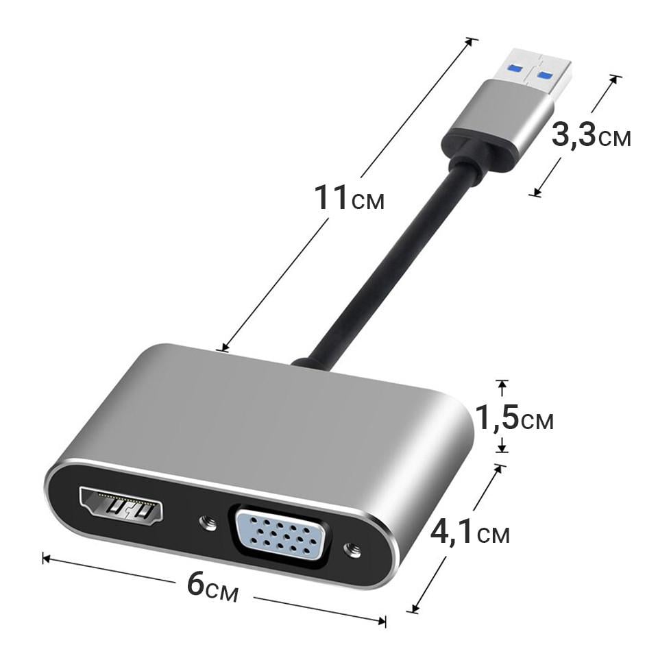 Переходник хаб USB 3,0 Addap MH-12 на 3 порта HDMI/VGA/USB 3,0 для передачи видео - фото 6