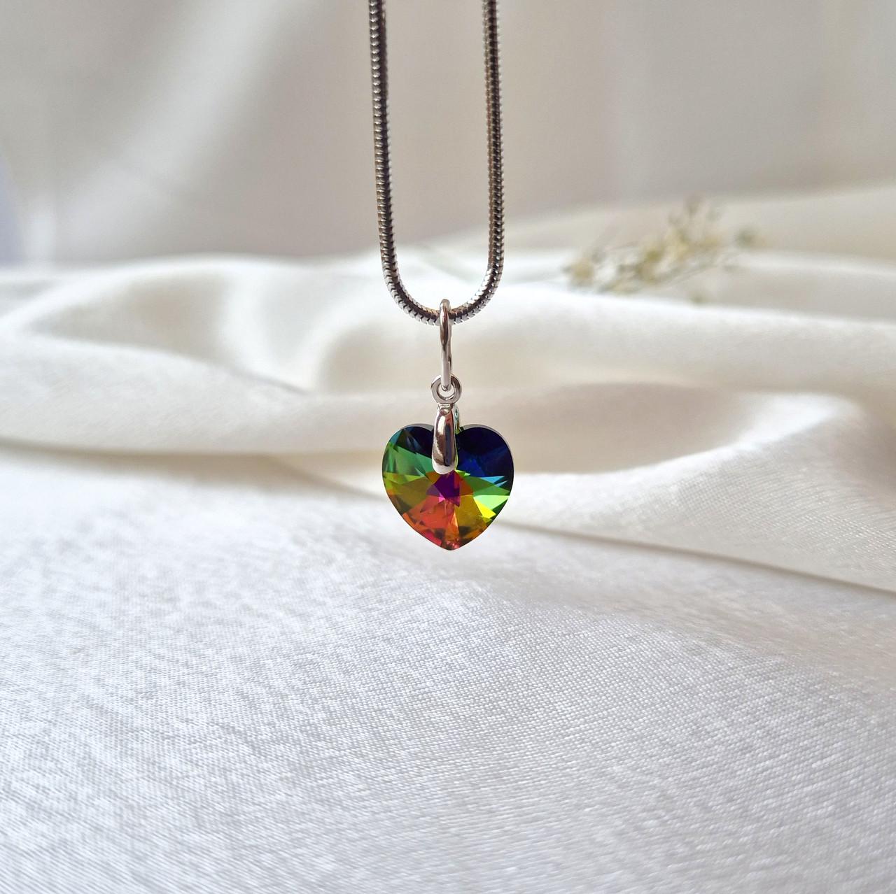 Подвеска сердце с камнем сваровски серебро 925 пробы 1,90 г (36228-14)