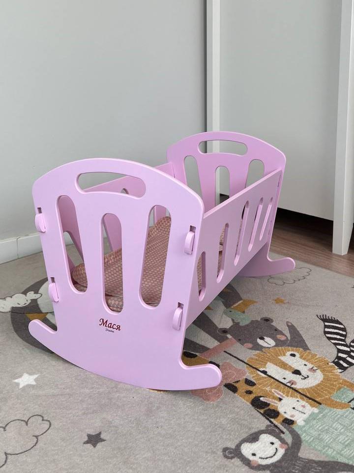 Игрушка кроватка-люлька с постельным бельем Розовый