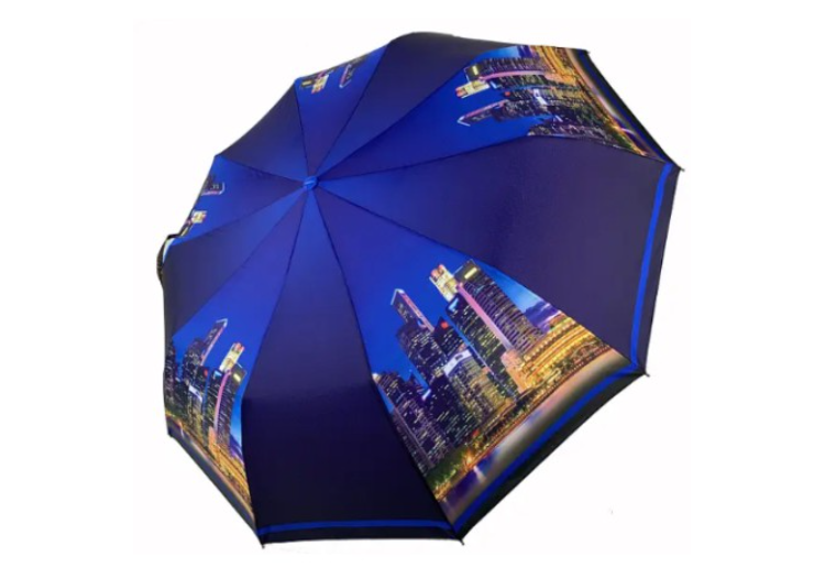 Зонт женский полуавтомат Ночной город складной Синий (509-6)