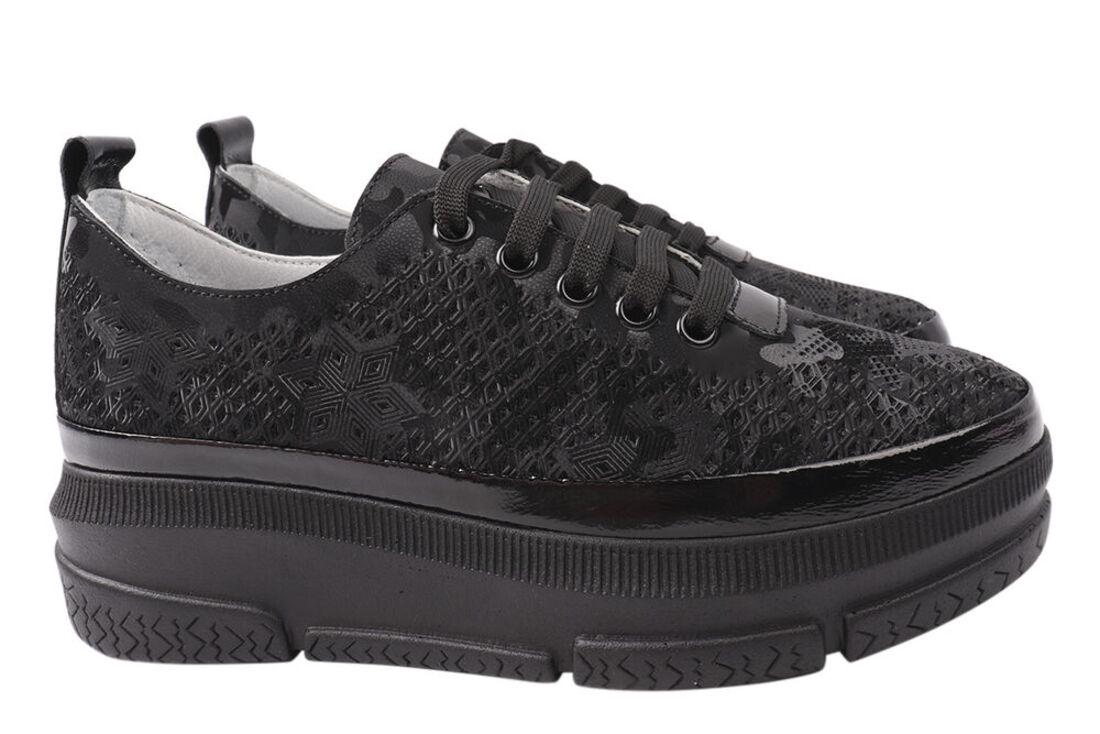 Кеды женские Guero из кожи на низком ходу на шнуровке Черный (400-21LTC 36)