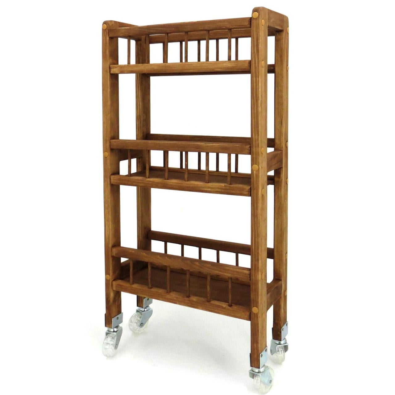 Этажерка для ванной из дерева на колесиках Ламонт Корица (АБТ-005833)