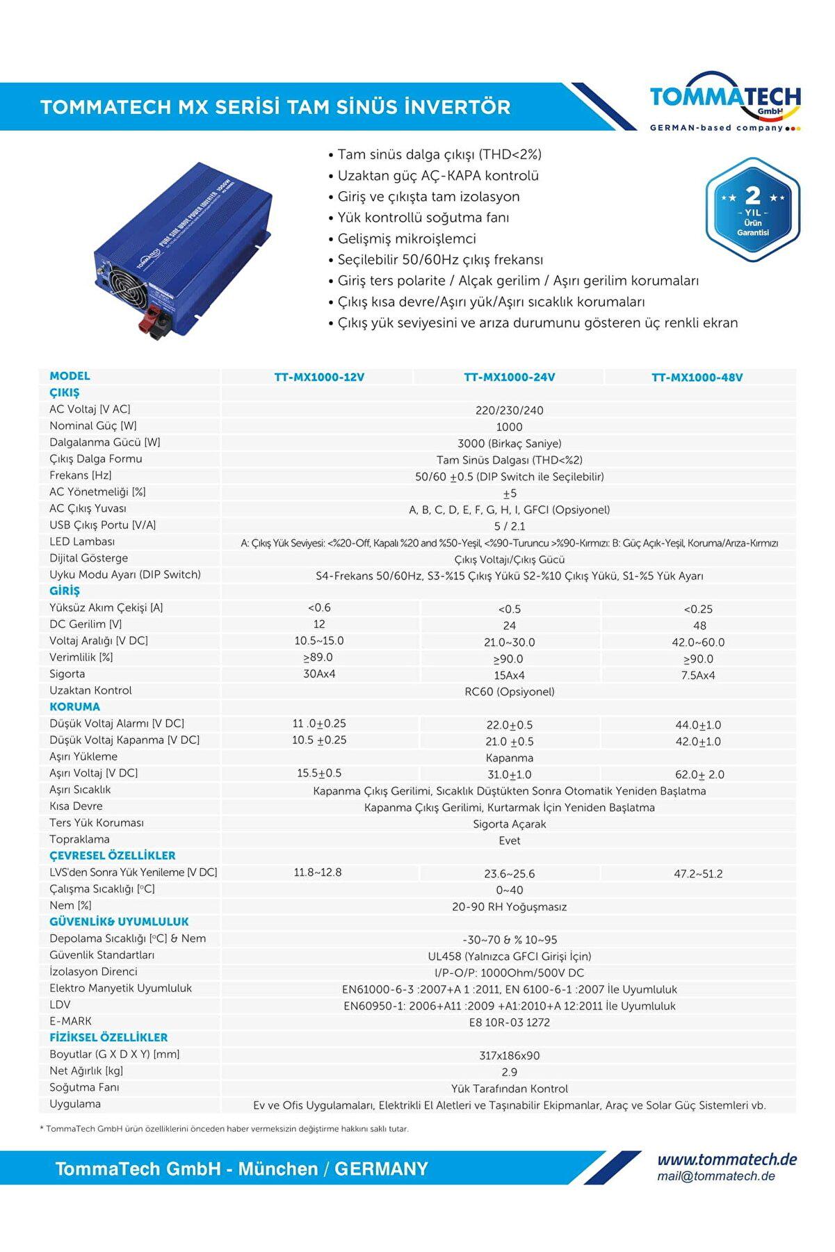 Перетворювач автомобільного струму TommaTech UT 1000 Вт чистий синус (79679) - фото 2 Перетворювач автомобільного струму TommaTech UT 1000 Вт чистий синус (79679) - фото 2