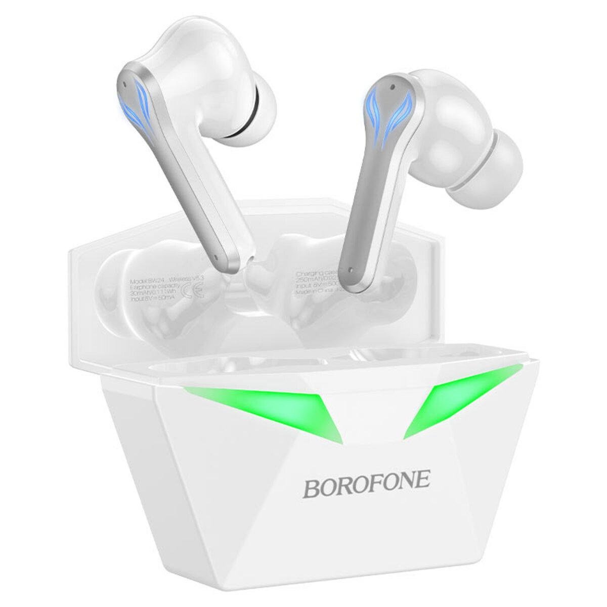 Навушники бездротові ігрові Borofone BW24 Magic waves true wireless Bluetooth 5.3 gaming headset 250 mAh White (20359214) - фото 1