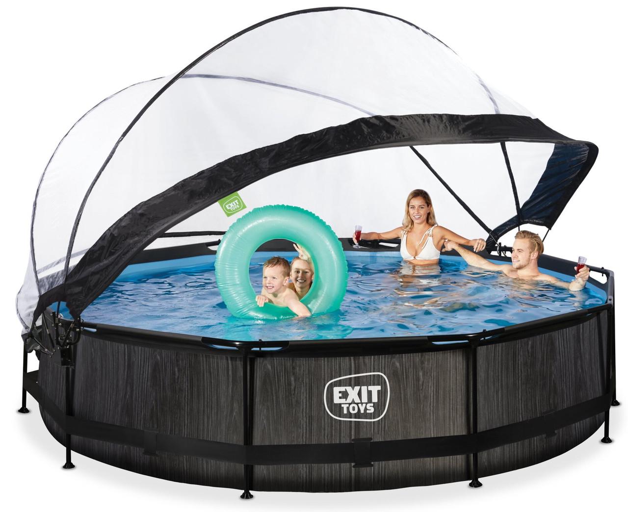Бассейн круглый каркасный с куполом Exit Toys 360х76 см Черное дерево