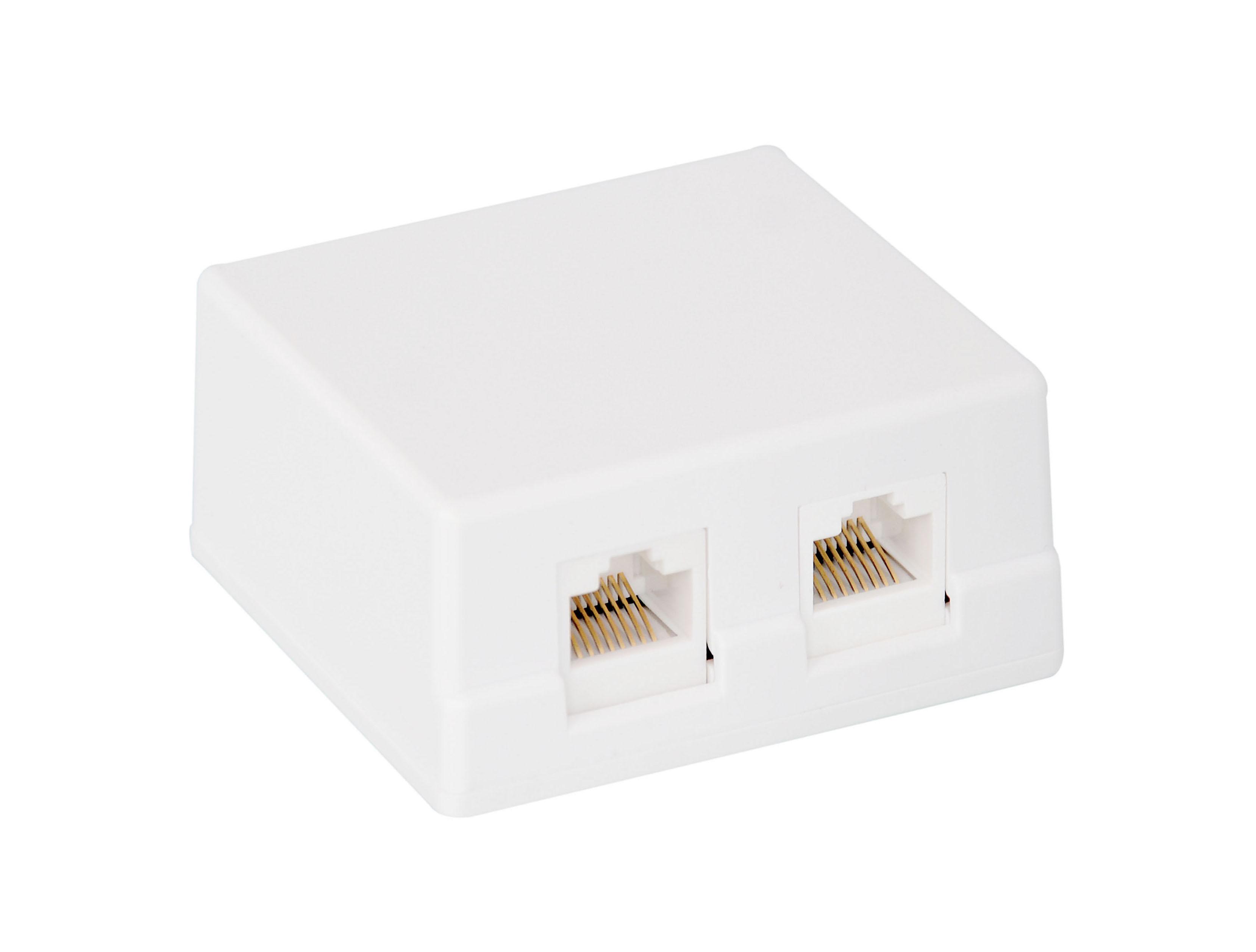 Розетка Tecro SFBX-02-RJ45 Cat 5e 2 порти Білий (M0417)