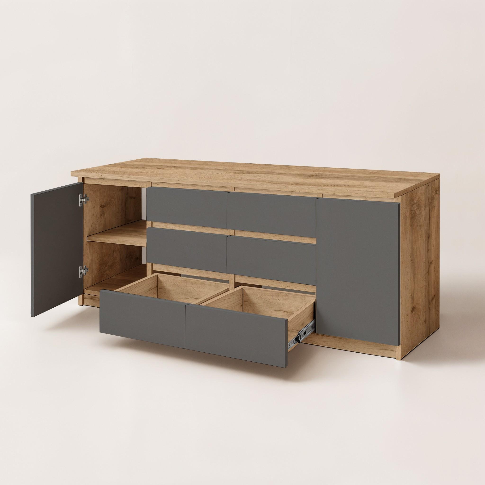 Комод Kraft 1600х345х750 мм Дуб Аппалачи/Антрацит - фото 3