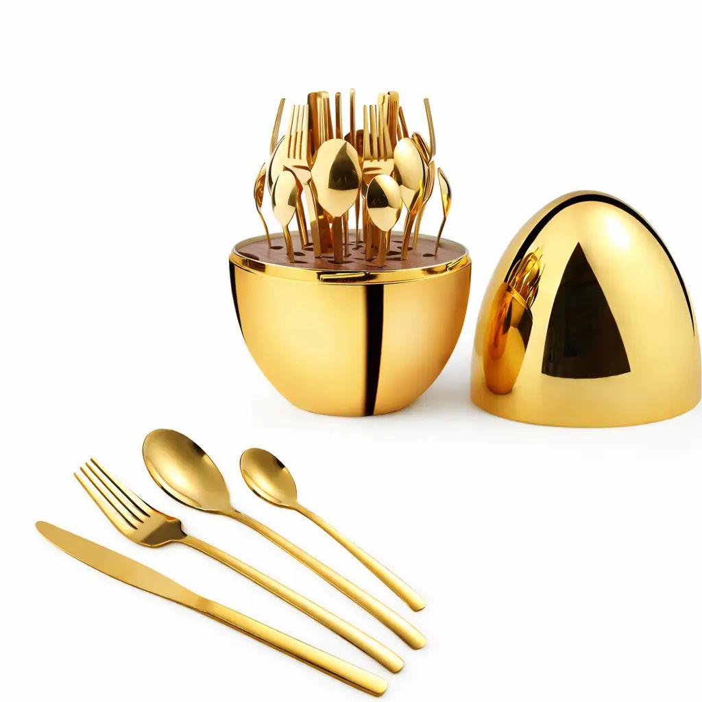 Столовые приборы EGG на 6 персон 24 шт. с кейсом Gold (31870689)