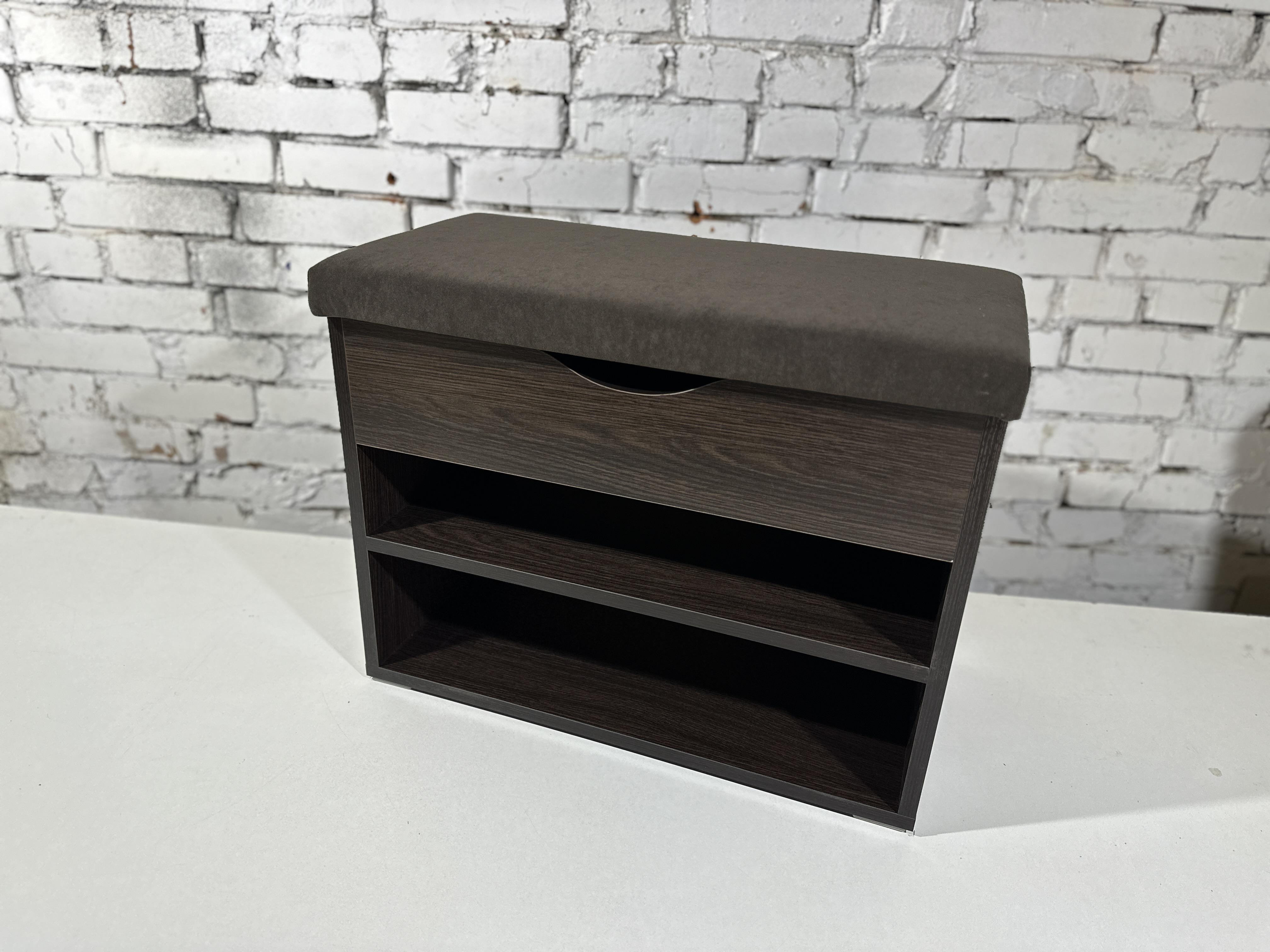 Тумба для обуви ДСП/ткань 30х60х45 см Венге темный/Шоколад - фото 1