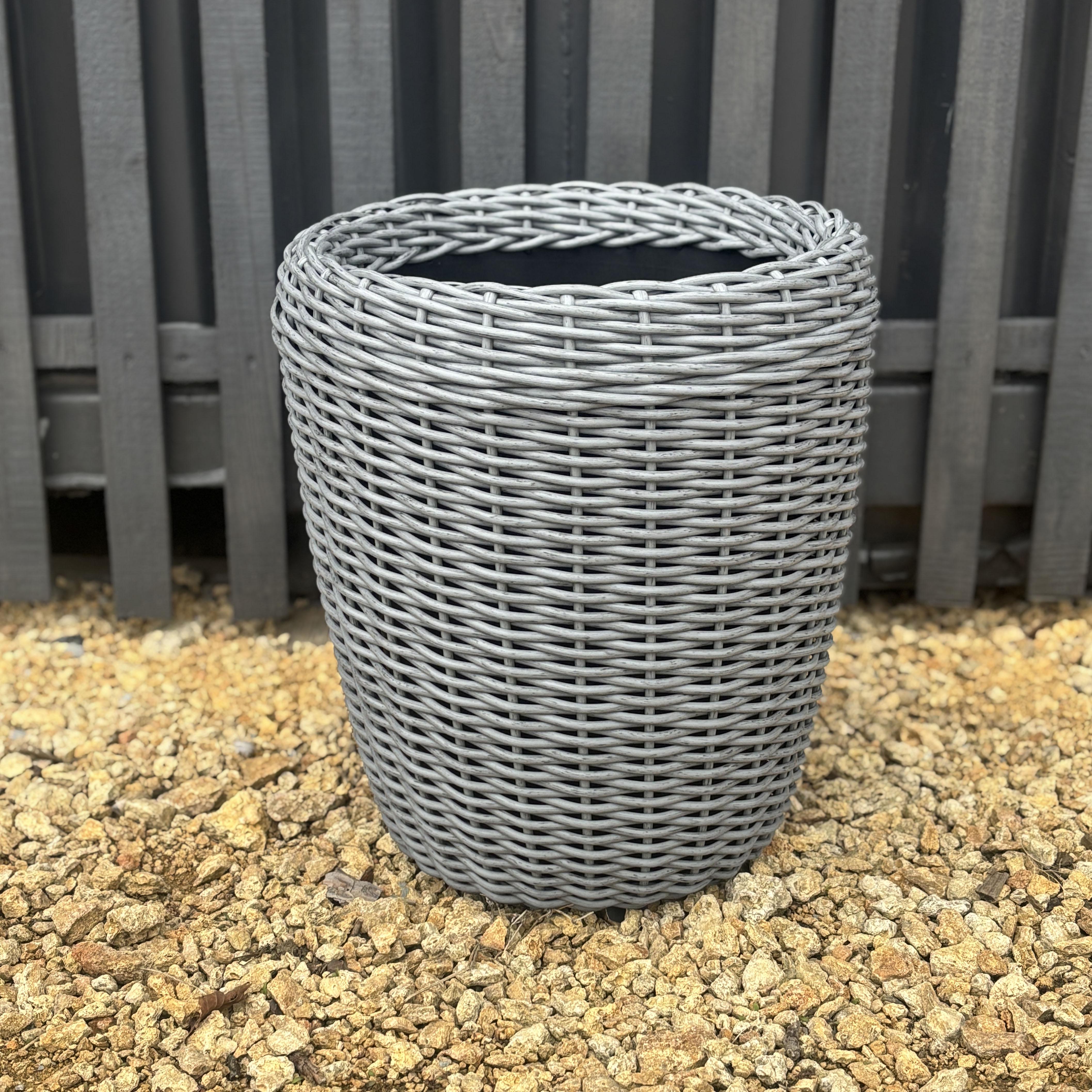 Кашпо высокое для цветов и растений из искусственного ротанга/ручной работы 16 л Серый - фото 2 Кашпо высокое для цветов и растений из искусственного ротанга/ручной работы 16 л Серый - фото 2