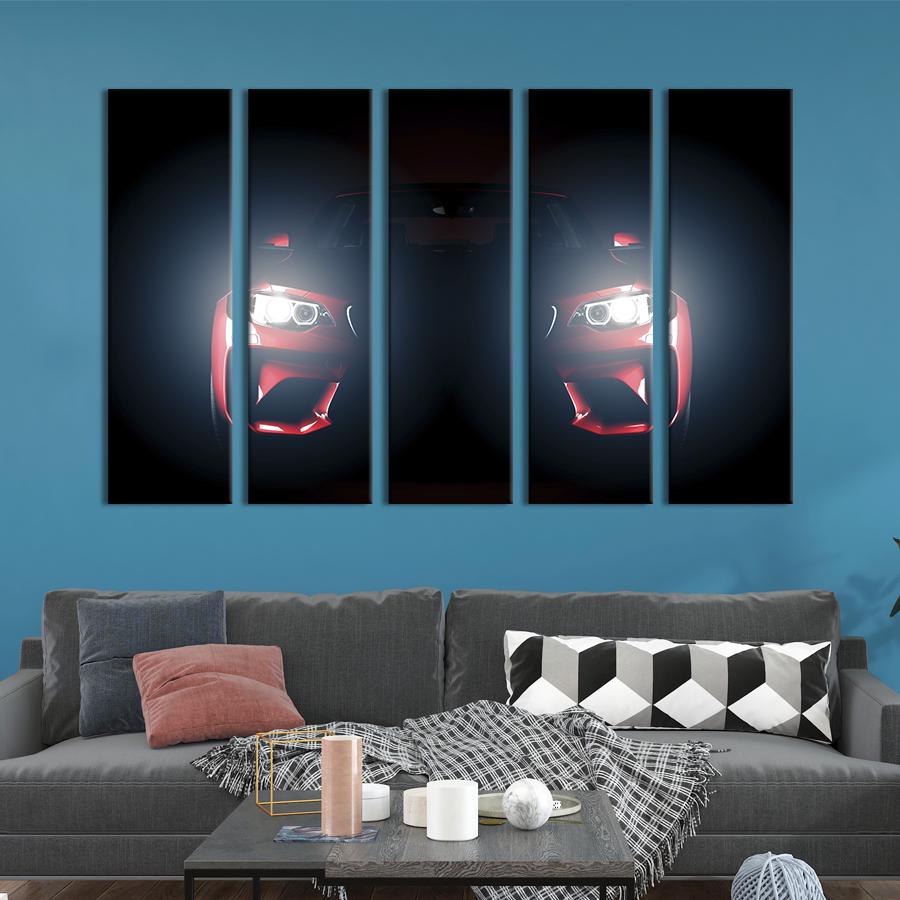 Картина на холсте Свет фар красного автомобиля 132x80 см (1326-51)