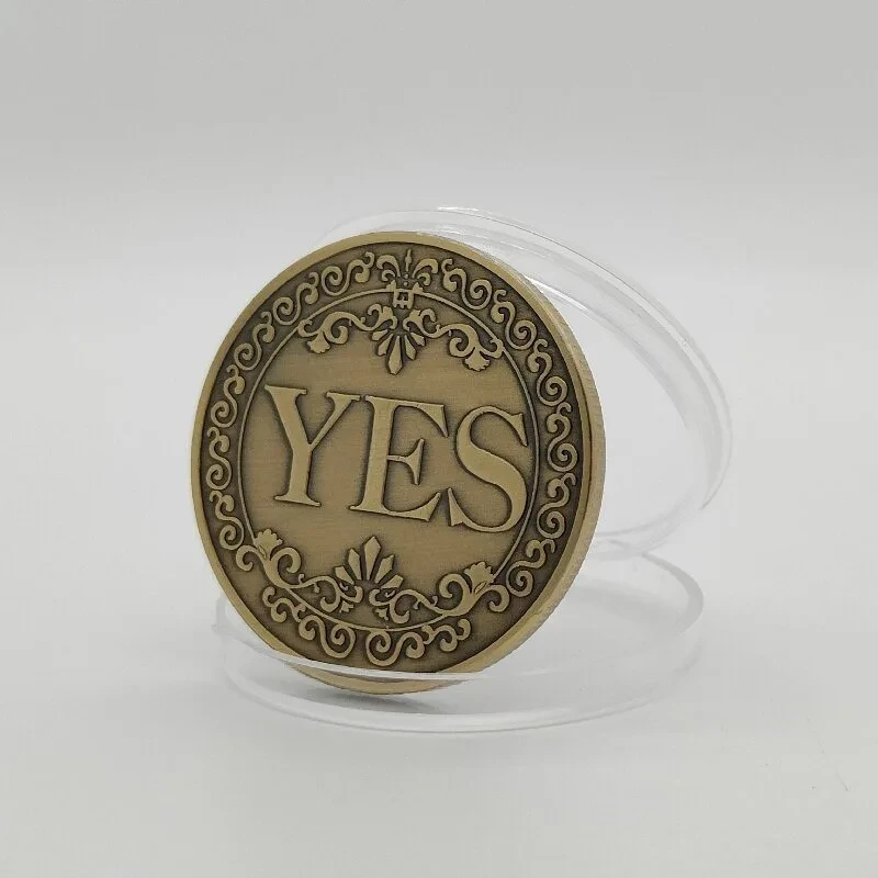 Монета сувенірна подарункова Yes/No Так/Ні для прийняття рішень у чохлі-капсулі Золотий