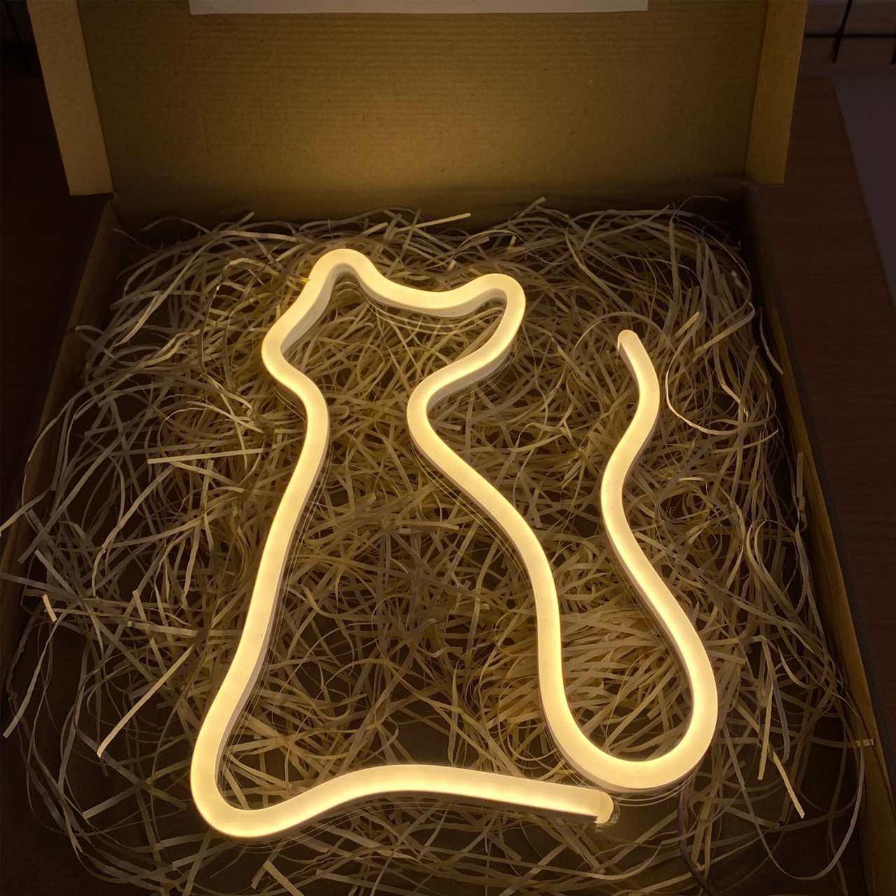 Неонова вивіска NeonFlexGlow «Кіт» 30х23 см