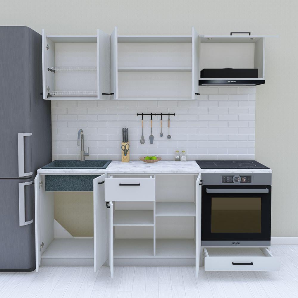 Кухня модульная готовая 2 м 200 см Светло-серый (МП38) - фото 2