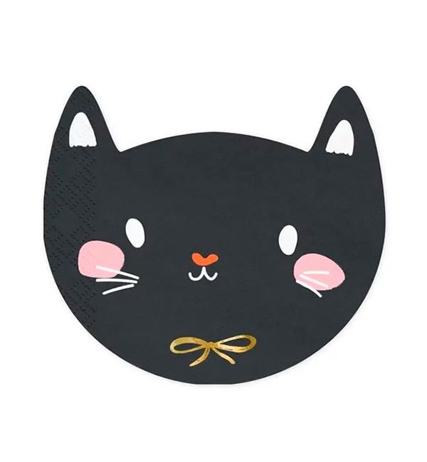 Салфетки фигурные Party Deco Котик 15х13 см 20 шт. Черный (10334)