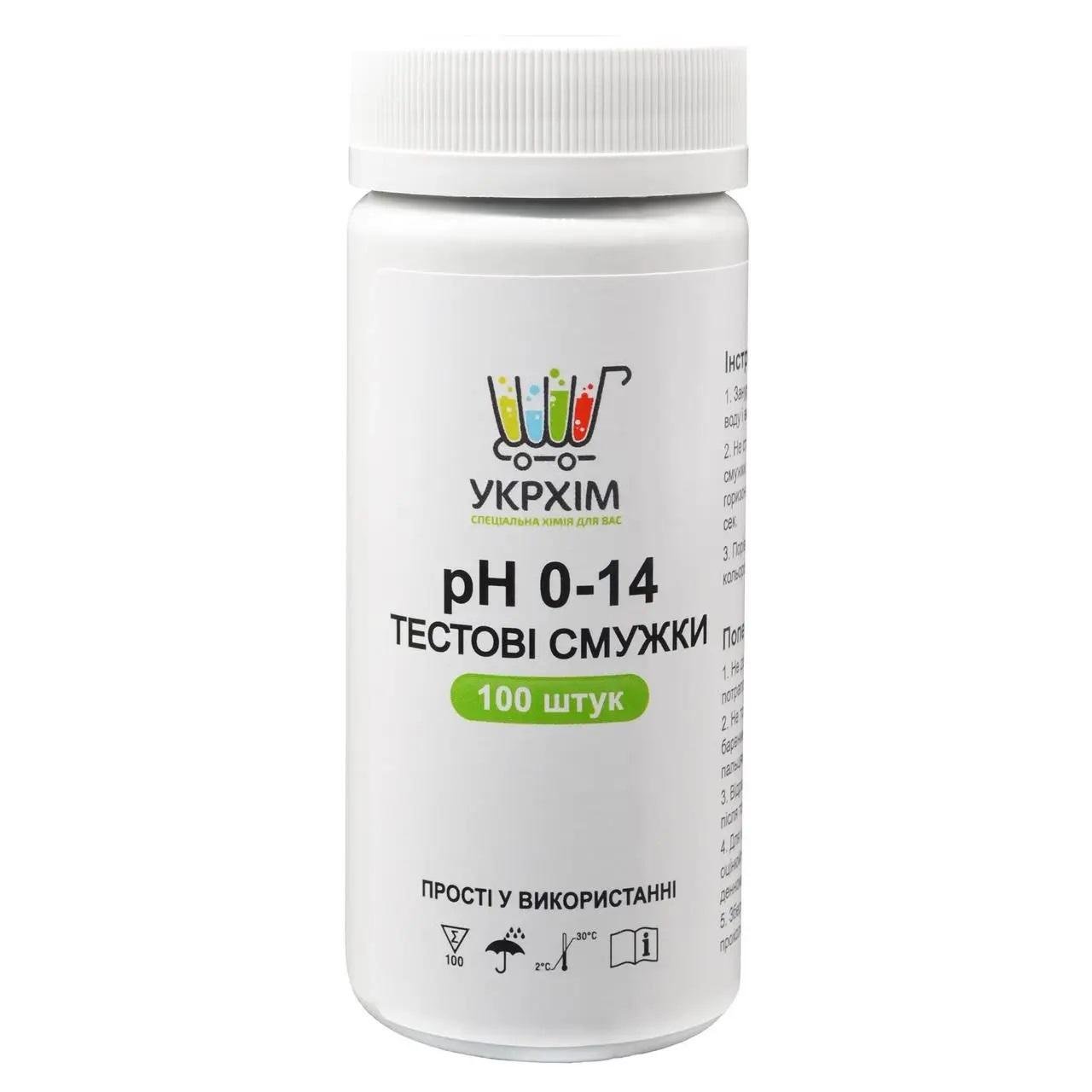 Полоски индикаторные на pH 0–14 UKRHIM TS-PH14-100 100 шт.