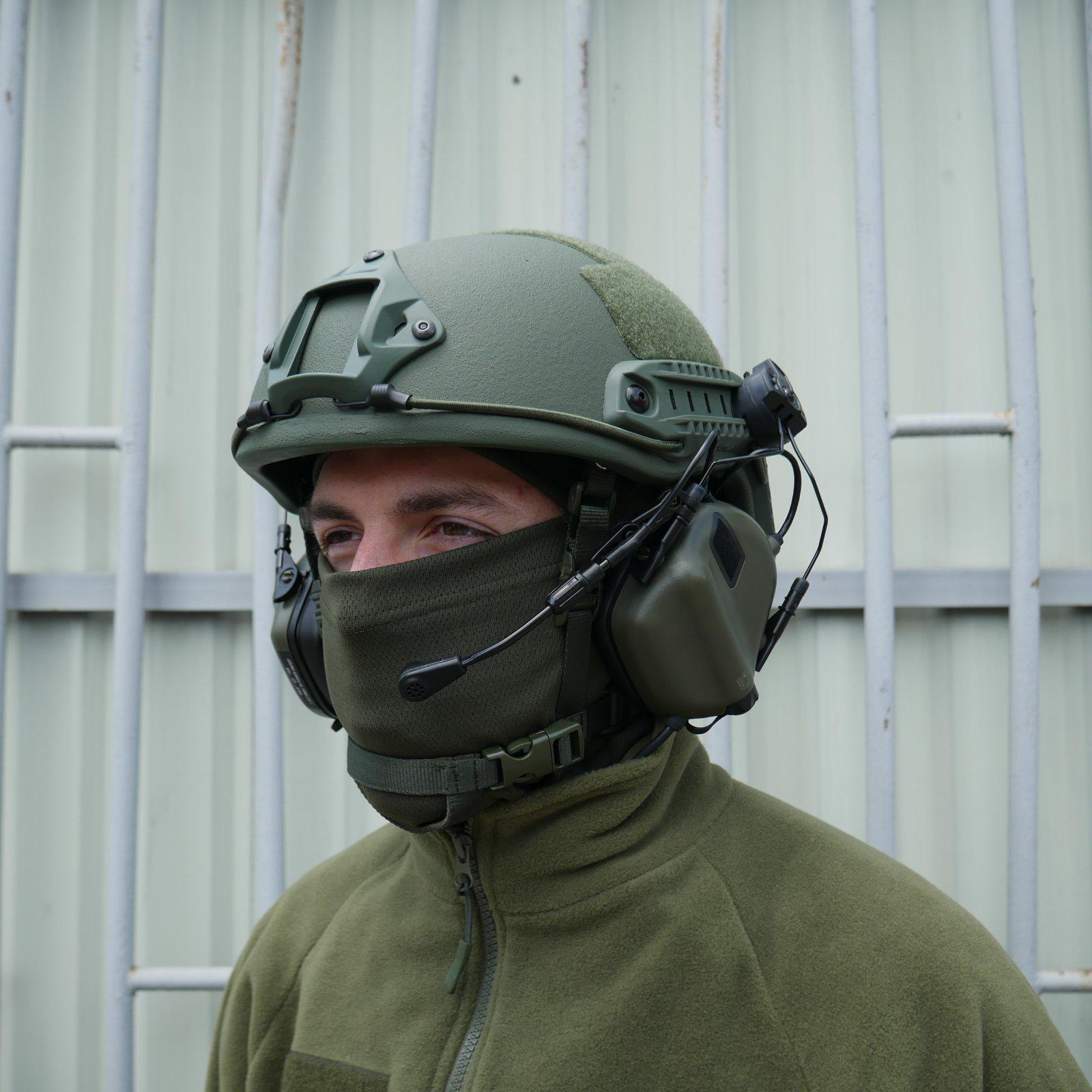 Комплект навушники Earmor M32 з радіогарнітурою та балістичний шолом FAST Helmet M/L Olive - фото 2