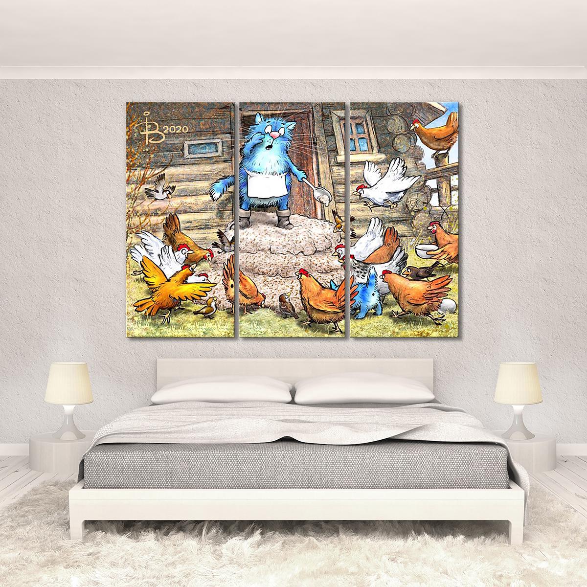 Модульная картина ЧП во дворе 3 модуля 60x90 см